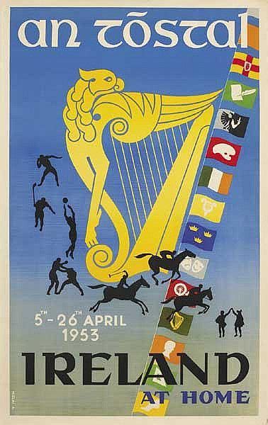 1953 An Tostal Poster Travel Posters Irish Travellers Vintage