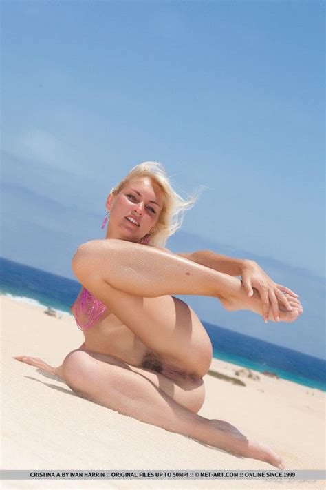 Pictures Of Blonde Girl Cristina A Being Totally Naked In The Sand