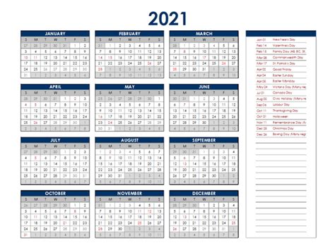 canada annual calendar  holidays  printable