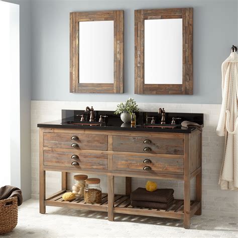 This old house plumbing and heating expert richard trethewey shows how to install a new sink into an existing vanity. 60" Benoist Reclaimed Wood Console Double Vanity for ...