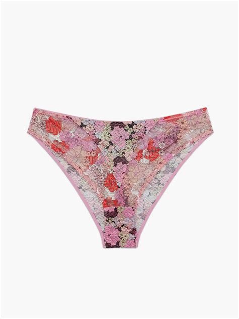 Penthouse Sweet Lace High Leg Bikini Panty In Multi Pink SAVAGE X FENTY