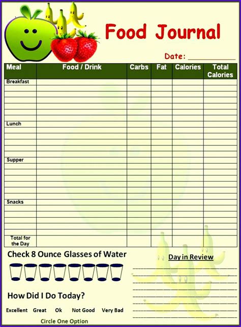 14 Food Journal Template Excel Excel Templates Excel