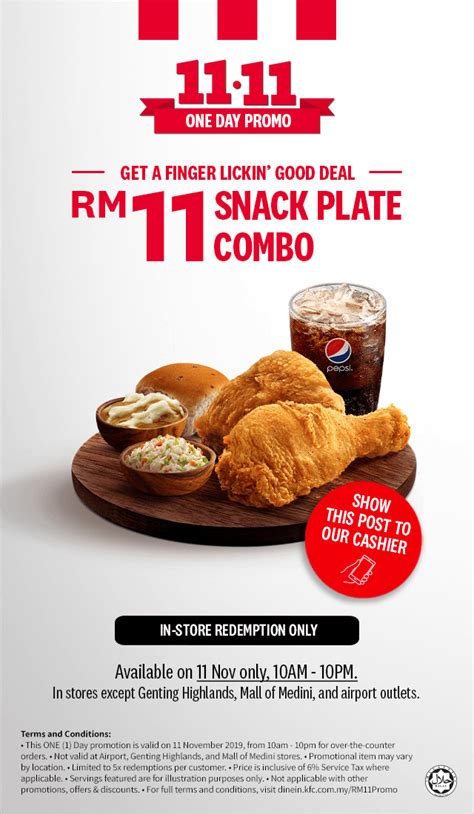 Base de datos de alimento y contador de calorías. KFC RM11 Snack Plate Combo 11.11 Sale