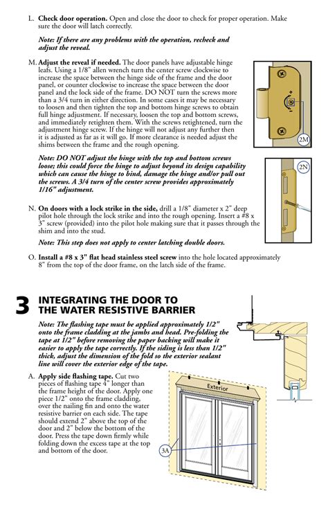 Pella Clad Hinged Patio Door With Adjustable Hinges 80jj0103 User