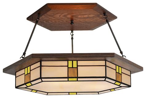 *new mesh* this mission style chandelier gives this dining room lot's of warm light for those special meals. Craftsman Style Lighting, Vintage Craftsman Chandelier ...
