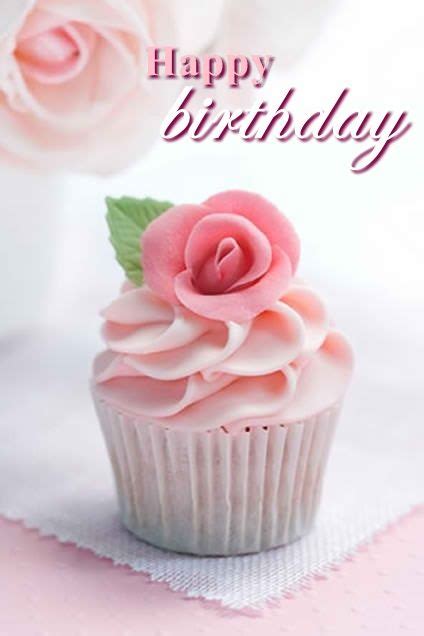Happy Birthday Wish Pink Rose Cupcake