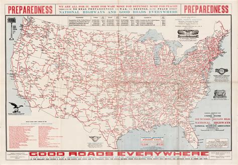 1915 Map Featuring The National Highways Association Plan For A United