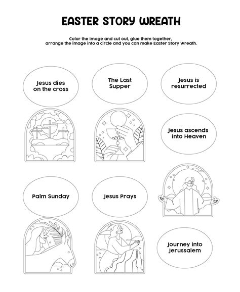 Printable Easter Story Wreath Easter Activities, Preschool Crafts