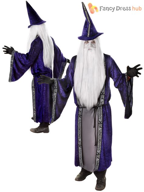 Mens Magician Robe And Hat Wizard Costume Adults Magic