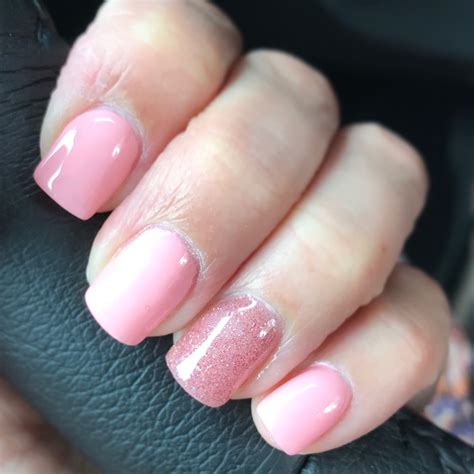 Pretty Pale Pink Gel Polish With Pale Pink Glitter Gel Polish On Accent
