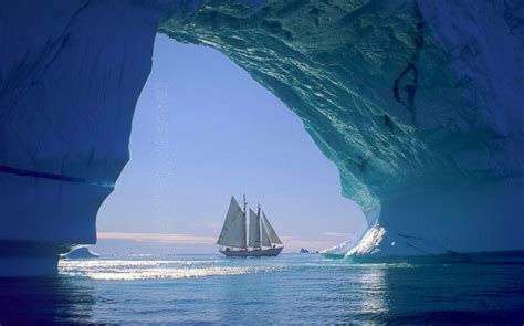 Nature Landscape Iceberg Sailboats Sea Cave Ice