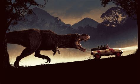 Car Dinosaur Jurassic Park Tyrannosaurus Rex Wallpaper 2880x1740