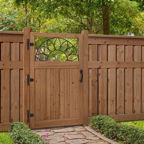 Ft W X Ft H Cedar Fence Gate With Sunrise Insert The Home Depot In