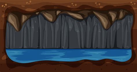 A Dark Underground Water Cave Vector Download Free