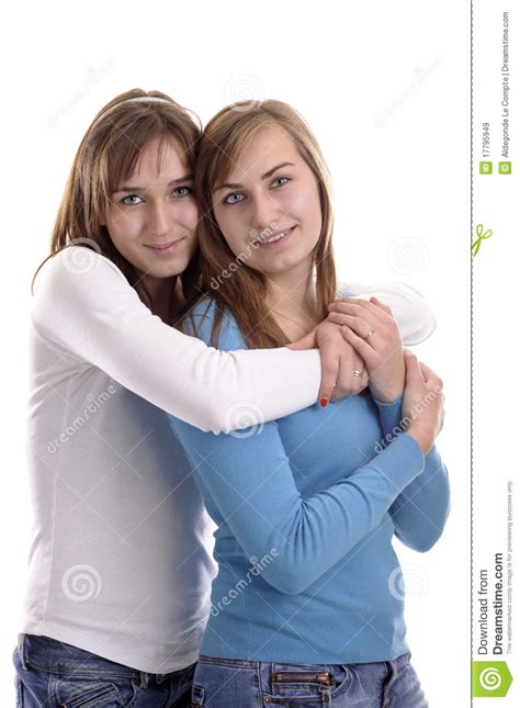 Two Young Women Hugging Each Other Stock Image Image Of Young Love