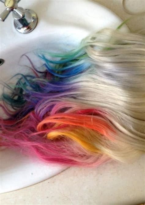 Rainbow Tips W White Or Blonde Hair Dip Dye Hair Hair