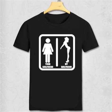 Summer New Mens Funny T Shirts Stick Figures My Girlfriend T Shirt Crew