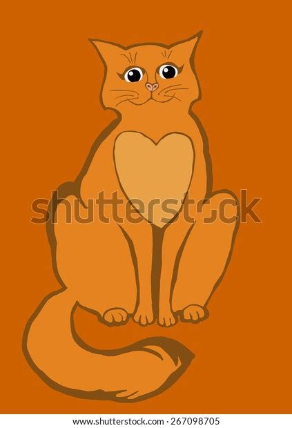 Smiling Ginger Cat Vector Drawing On Stock Vector Royalty Free
