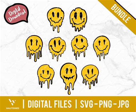 Melted Smiley SVG Smiley Face Drip Svg Smiley Face Svg Etsy Singapore