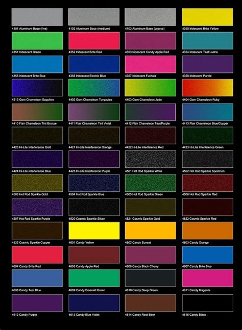 Matte Car Paint Color Chart
