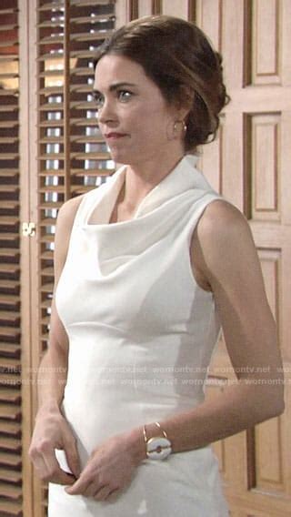 Wornontv Victorias White Cowl Neck Dress On The Young And The Restless Amelia Heinle