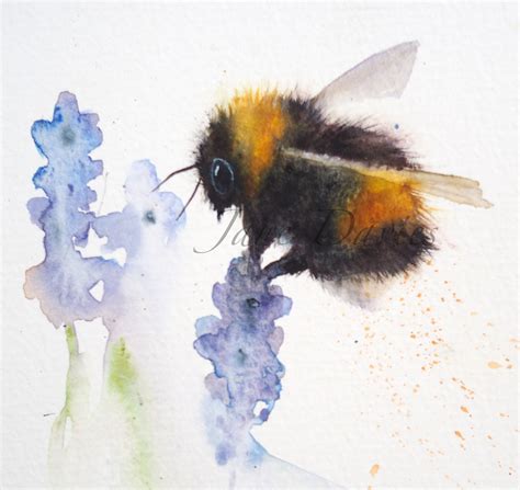Bumblebee On The Lavender Bee Painting Bee Art Watercolor Paintings