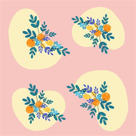 Premium Vector Tangerine Flower Pattern Illustration Asset Collection