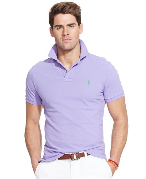 Polo Ralph Lauren Custom Fit Mesh Polo Shirt In Purple For Men Lyst