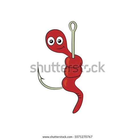 Vector Illustration Worm On Hook Stock Vector Royalty Free 1071270767