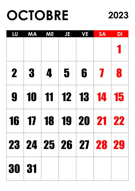 Calendrier octobre 2023 – calendrier.su