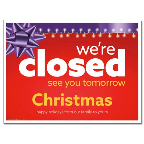 Closed Christmas Lawn Sign 24 In X 18 In