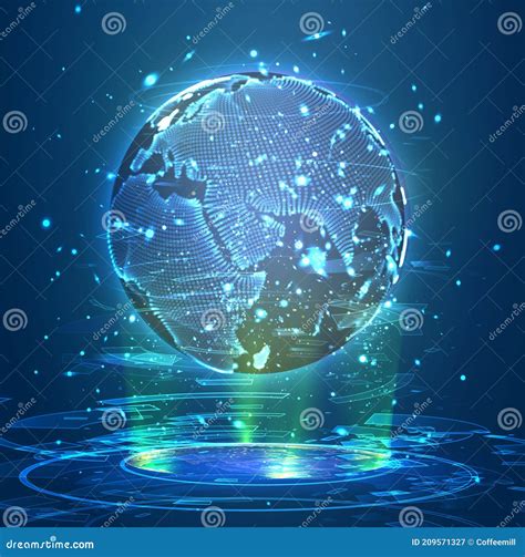 Vector 3d Virtual Reality Planet Or Hologram On Dark Background Stock