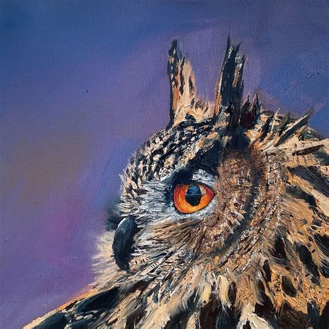 Original Oil Painting Great Horned Owl Birds Of Pray Etsy