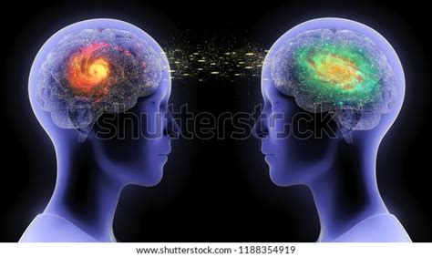 Illustration Of The Communication Between Two Humans Two Brains In