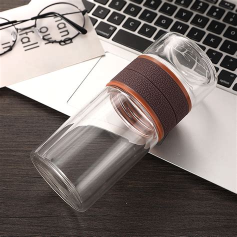 Customized 350 Ml Unbreakable Clear Glass Water Bottle For Office High