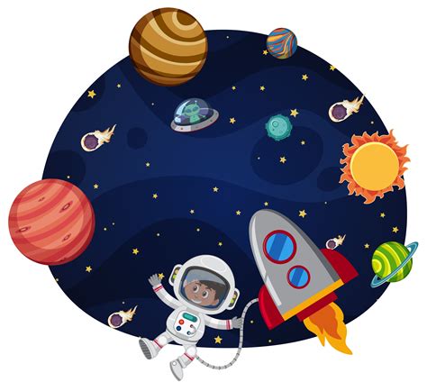 Astronaut In Space Template 606014 Vector Art At Vecteezy