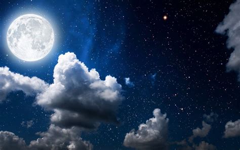 Luz Fut Luna Estrellas Cielo Nocturno Nubes Moon Clouds Clouds