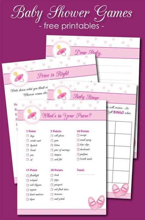 Put a small handful of the shredded paper in the bottom of the jar. 8 Free Printable Baby Shower Games for Girls - Simply Stacie