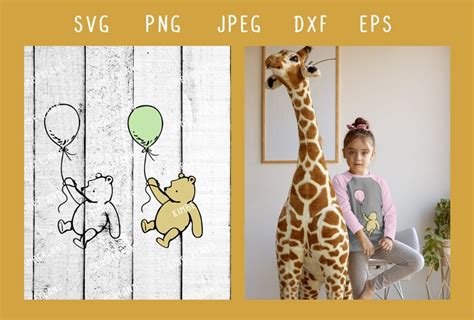 Winnie the Pooh con Balloon SVG PNG Clipart Vector Digital | Etsy