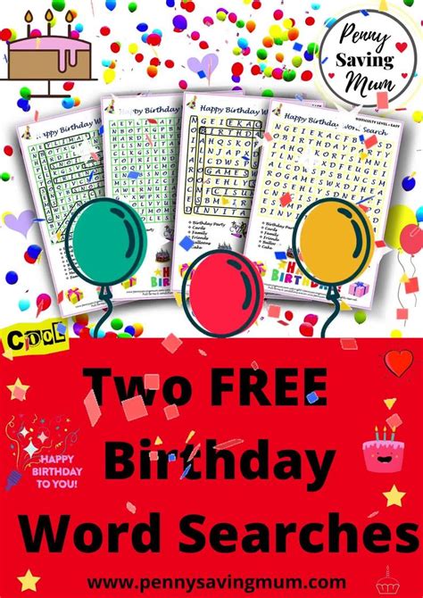 Happy Birthday Word Searches Easy And Hard Versions With Answers Penny Saving Mum Video