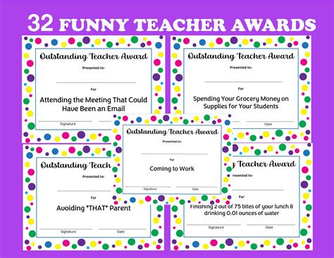 Printable Teacher Appreciation Certificates Funny Teacher Awards