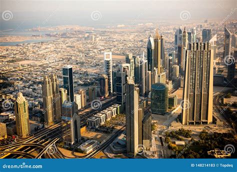 Dubai Downtown Morning Scene Top View Stock Image Image Of Panorama