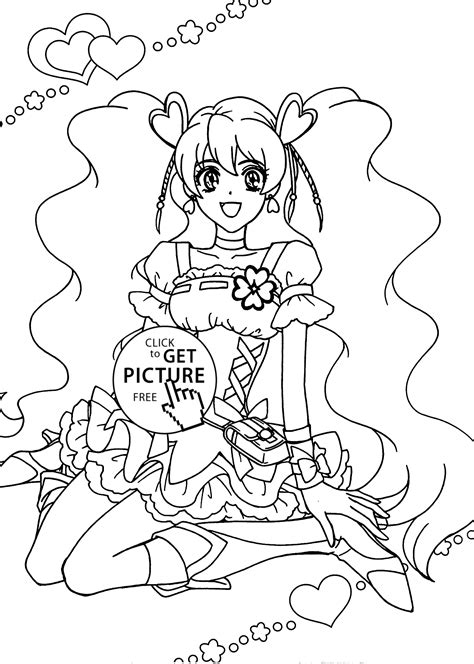 Download Pretty cure anime girls coloring pages for kids, printable free