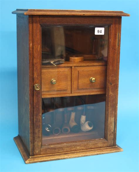 A Wall Mounted Pipe Display Cabinet A Mahogany Pipetobacco Cabinet