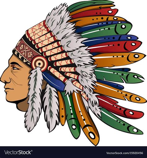 Vector Of Man With Traditional Chief Headdress Of American Indian Boho