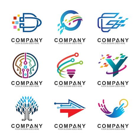 Abstract Technology Business Logo Design Collection Premium Vector