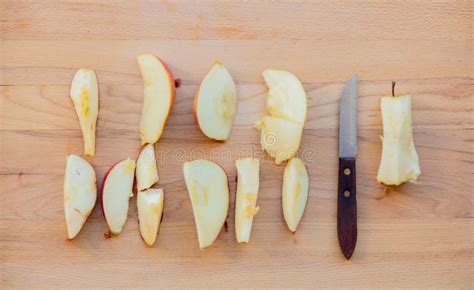 Cut Natural Apple And Knife Stock Photo Image Of Healthy Life 123293152