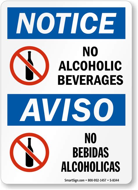 Bilingual Notice No Alcoholic Beverages Sign Sku S 8344