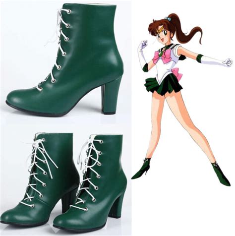 New Anime Sailor Moon Kino Makoto Sailor Jupiter Cosplay Shoes Green