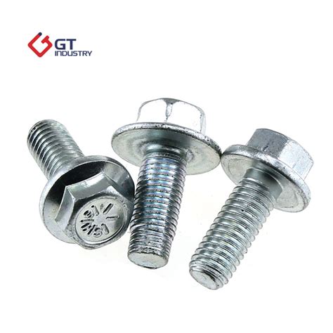 Hex Flange Bolts Din White Zinc Plated With Serration Grade